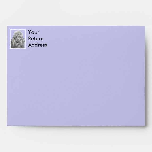 Poodle Miniature Toy Silver Grey Blue Dog Art Envelope (Front)