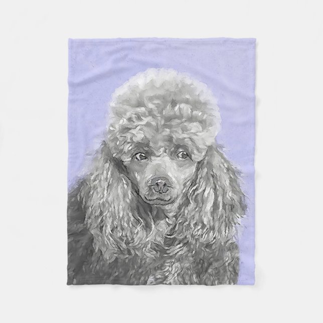 Poodle Miniature Toy Silver Grey Blue Dog Art Fleece Blanket (Front)