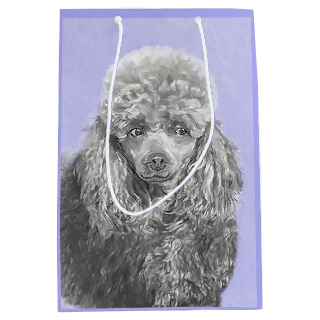 Poodle Miniature Toy Silver Grey Blue Dog Art Medium Gift Bag (Front)