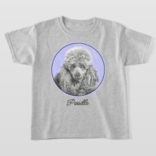 Poodle Miniature Toy Silver Grey Blue Dog Art T-Shirt