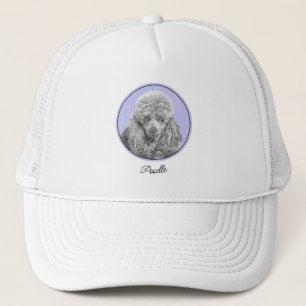 Poodle Miniature Toy Silver Grey Blue Dog Art Trucker Hat