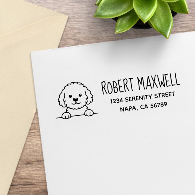 Poodle Mix Dog Doodle Pet Return Address Rubber Stamp (Creator Uploaded)