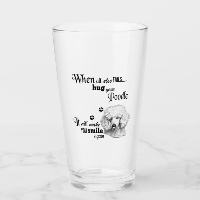 Poodle modern art cute dog breed slogan glass (Front)