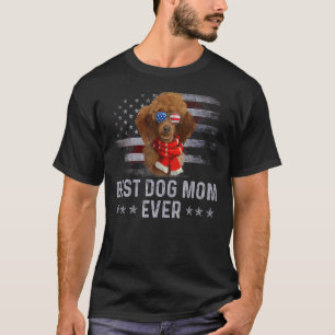 Poodle Mum Vintage American Flag Patriotic Dog 1 T-Shirt