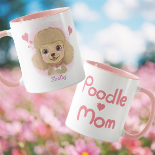 Poodle Mum Watercolor Mug with Custom Name