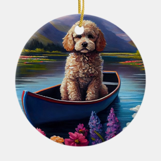 Poodle on a Paddle: A Scenic Adventure Ceramic Tree Decoration (Front)