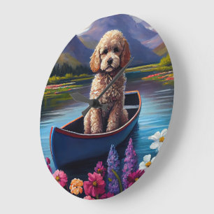 Poodle on a Paddle: A Scenic Adventure Large Clock