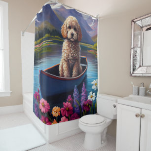 Poodle on a Paddle: A Scenic Adventure Shower Curtain