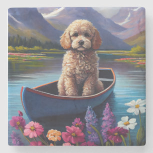 Poodle on a Paddle: A Scenic Adventure Stone Coaster