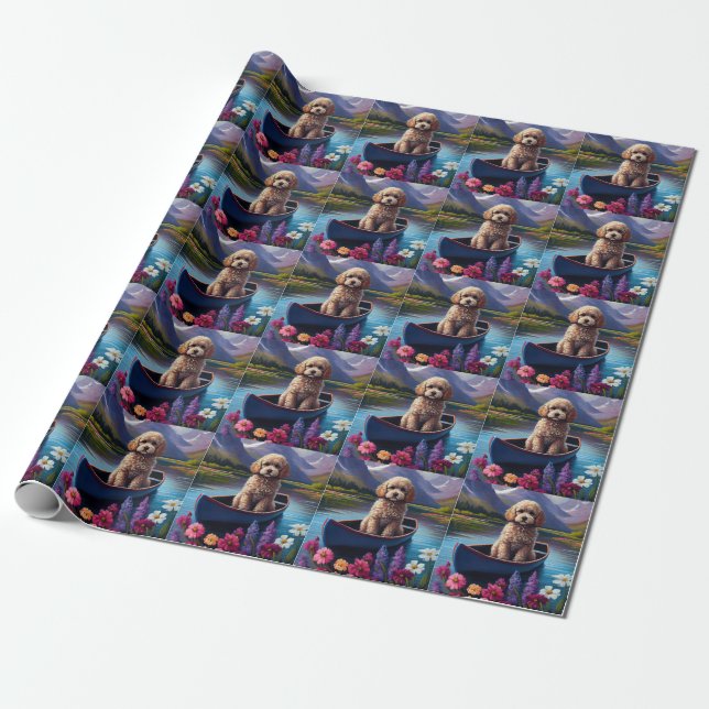 Poodle on a Paddle: A Scenic Adventure Wrapping Paper (Unrolled)