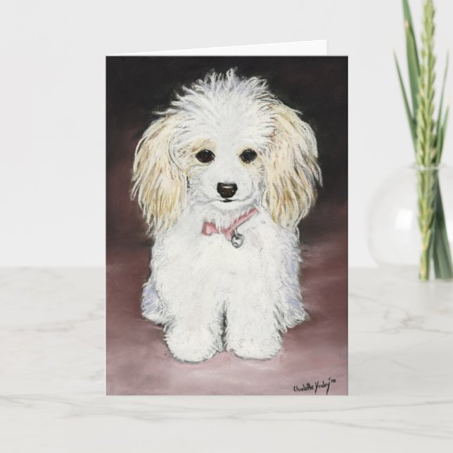 Poodle Original Dog Art Pastel Greeting Card (Front)