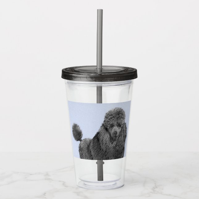 Poodle Painting Miniature Toy Black Original Art Acrylic Tumbler (Front)
