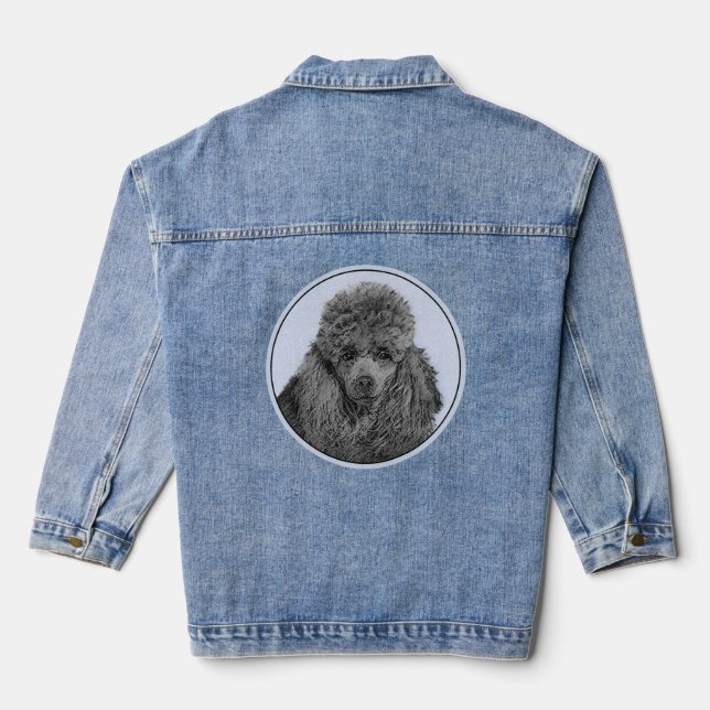 Poodle Painting Miniature Toy Black Original Art Denim Jacket (Back)