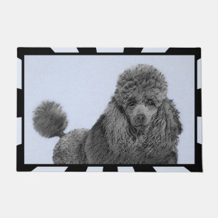 Poodle Painting Miniature Toy Black Original Art Doormat