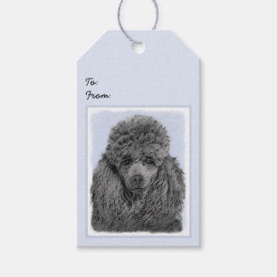 Poodle Painting Miniature Toy Black Original Art Gift Tags