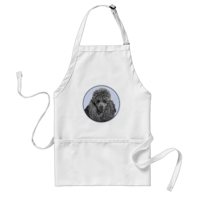 Poodle Painting Miniature Toy Black Original Art Standard Apron (Front)