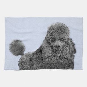 Poodle Painting Miniature Toy Black Original Art Tea Towel