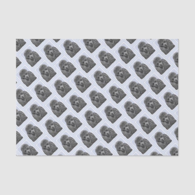 Poodle Painting Miniature Toy Black Original Art Tissue Paper (Front)