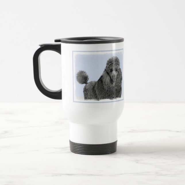 Poodle Painting Miniature Toy Black Original Art Travel Mug (Left)