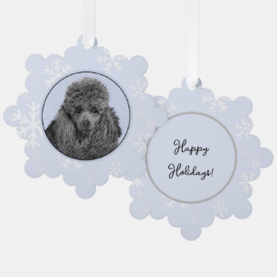 Poodle Painting Miniature Toy Black Original Art Tree Decoration Card