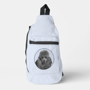 Poodle Painting Miniature Toy Black Pet Dog Art Sling Bag