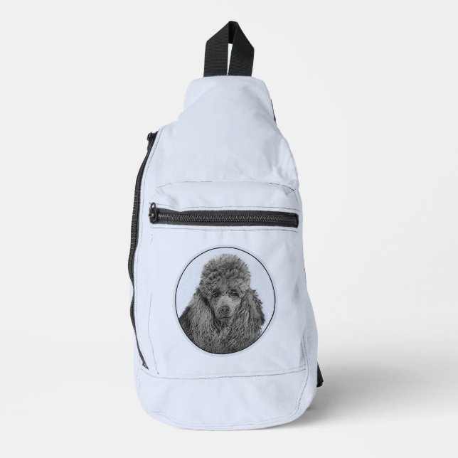 Poodle Painting Miniature Toy Black Pet Dog Art Sling Bag (Front)