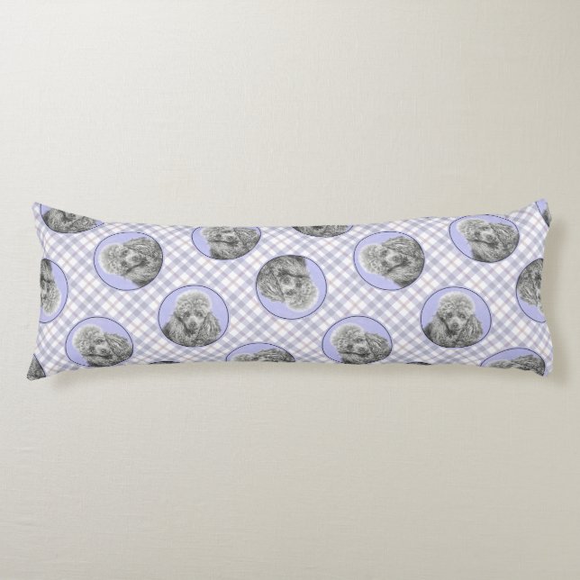 Poodle Painting Miniature Toy Silver Grey Dog Art Body Cushion (Front)