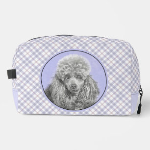 Poodle Painting Miniature Toy Silver Grey Dog Art Dopp Kit
