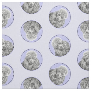 Poodle Painting Miniature Toy Silver Grey Dog Art Fabric