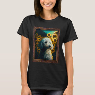 Poodle Painting Sunflower Flower Mom Women Floral T-Shirt