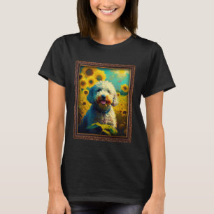 Poodle Painting Sunflower Flower Mom Women Floral  T-Shirt