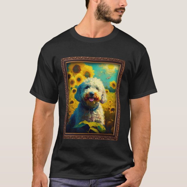 Poodle Painting Sunflower Flower Mom Women Floral  T-Shirt (Front)