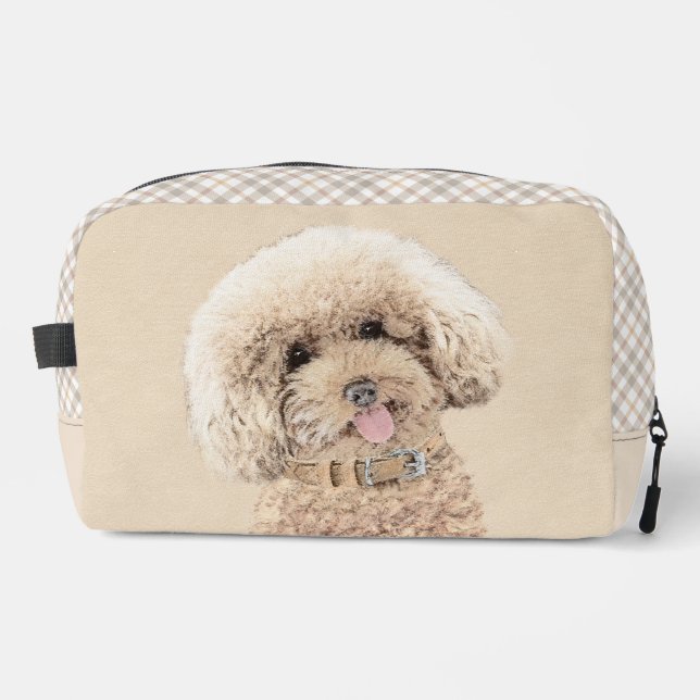 Poodle Painting Toy Apricot Cream Original Dog Art Dopp Kit (Front)