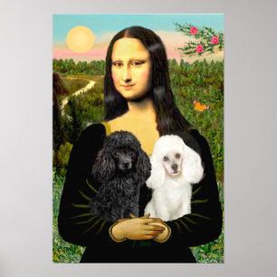 Poodle Pair (Black + White) - Mona Lisa Poster