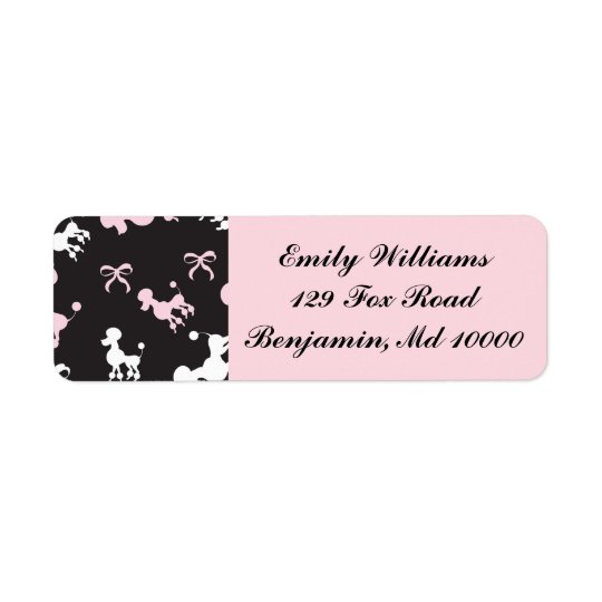 Poodle Paradise Pink and Black Return Address Label