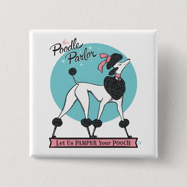 Poodle Parlour 15 Cm Square Badge (Front)
