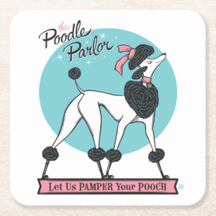 Poodle Parlour Square Paper Coaster
