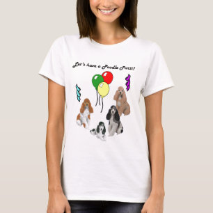 Poodle Parti on Grey T-Shirt