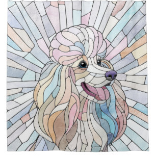 Poodle - pastel mosaic art shower curtain