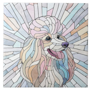 Poodle - pastel mosaic art tile