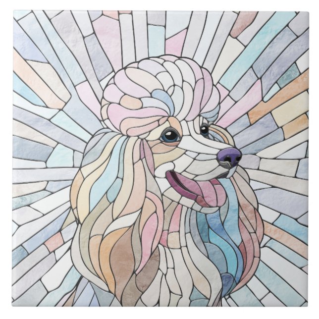 Poodle - pastel mosaic art tile (Front)