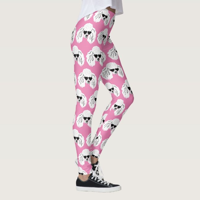 Poodle Pattern Cute Pink Leggings (Right)
