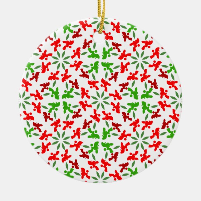 Poodle Pattern Illustration customisable  Ceramic Tree Decoration (Front)
