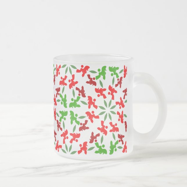 Poodle Pattern Illustration customisable  Frosted Glass Coffee Mug (Right)