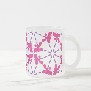 Poodle Pattern Illustration customisable Frosted Glass Coffee Mug