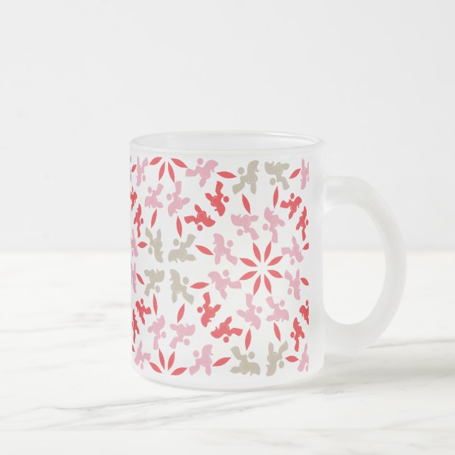 Poodle Pattern Illustration customisable  Frosted Glass Coffee Mug (Right)