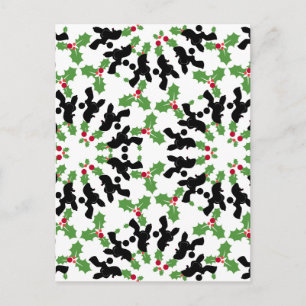 Poodle Pattern Illustration customisable Holiday Postcard