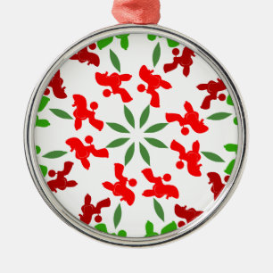 Poodle Pattern Illustration customisable  Metal Tree Decoration
