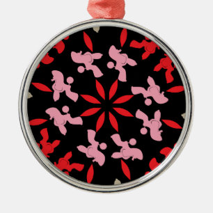 Poodle Pattern Illustration customisable Metal Tree Decoration