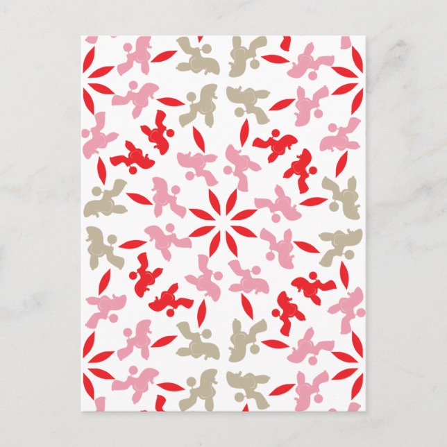 Poodle Pattern Illustration customisable  Postcard (Front)